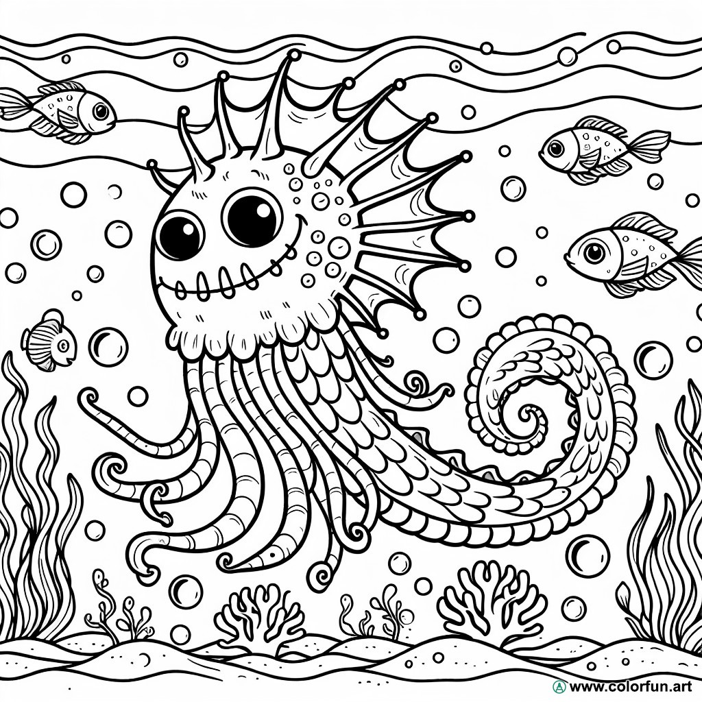 dibujo para colorear monstruo marino