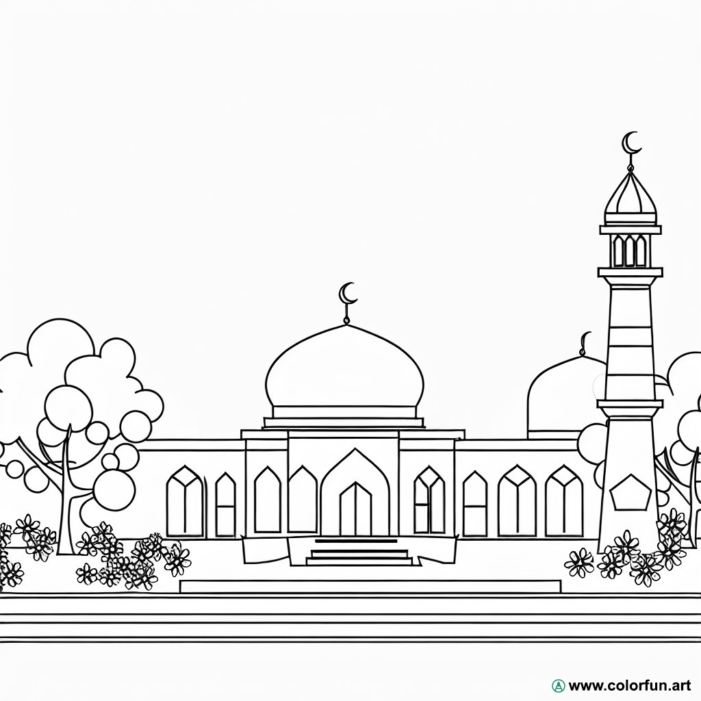 dibujo para colorear mezquita