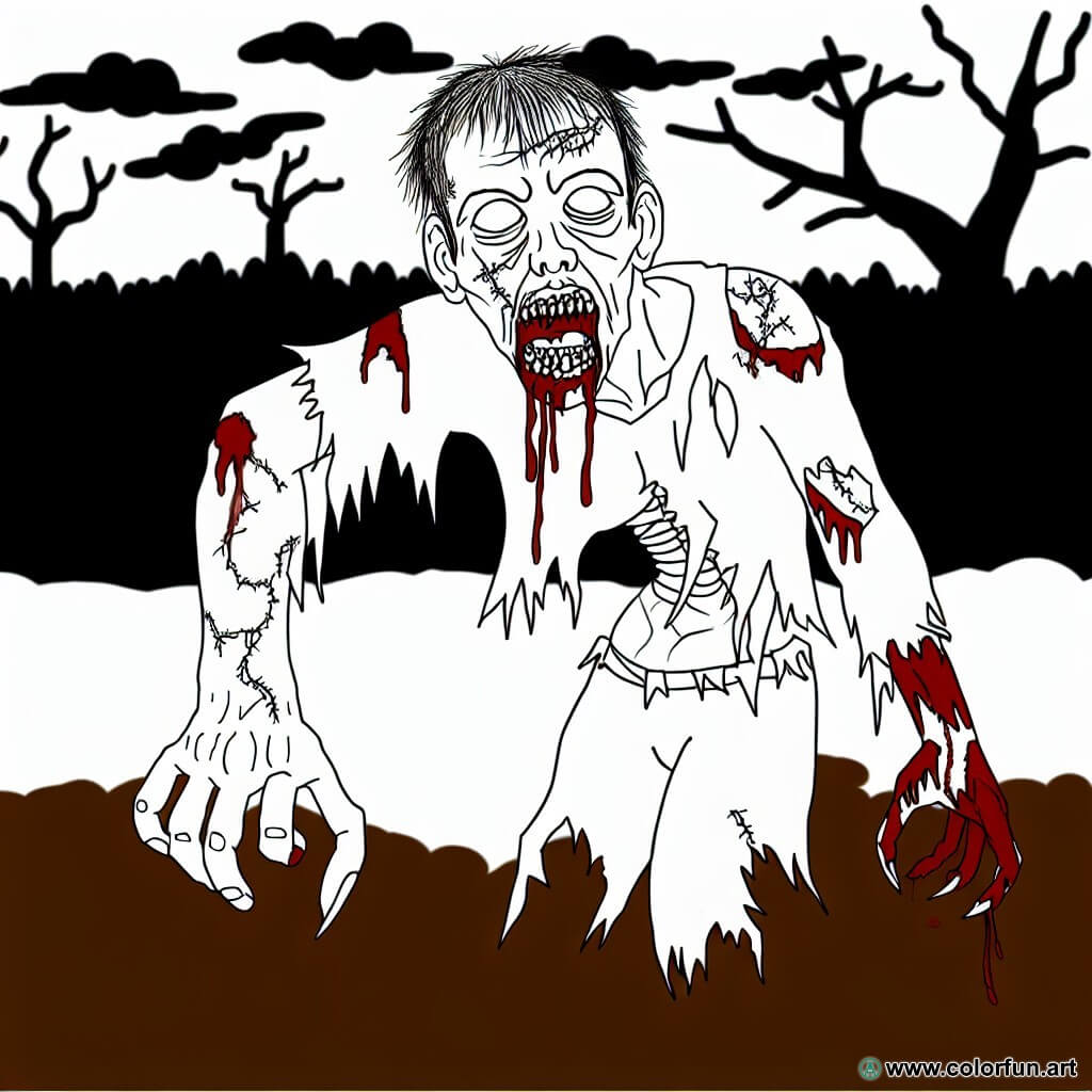 dibujo para colorear zombie sangriento