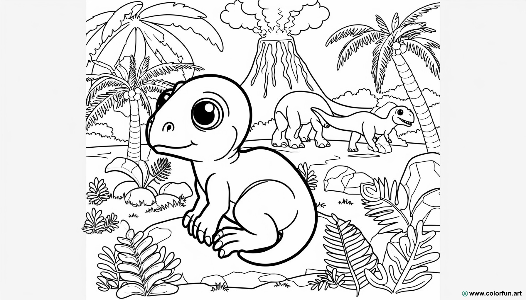 dibujo para colorear bebé dinosaurio prehistórico