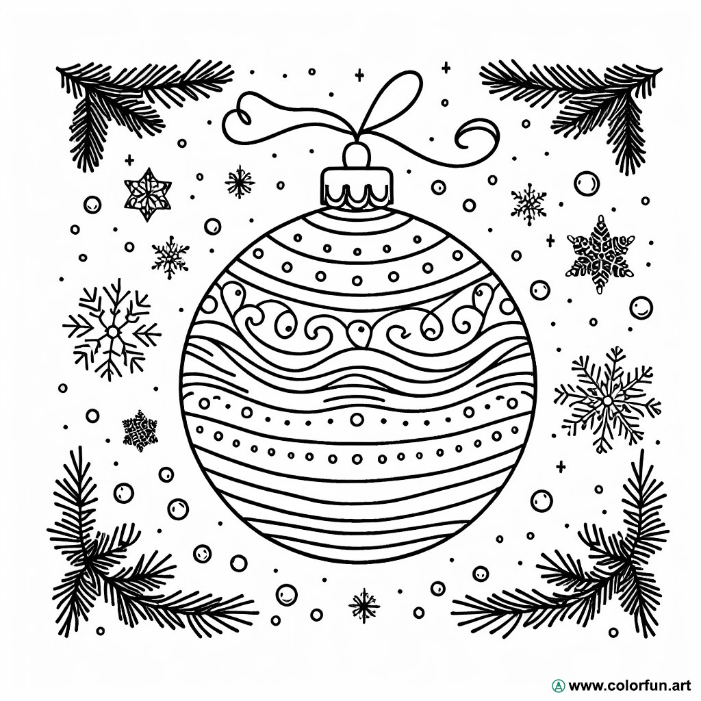 dibujo para colorear bola de Navidad a doble cara