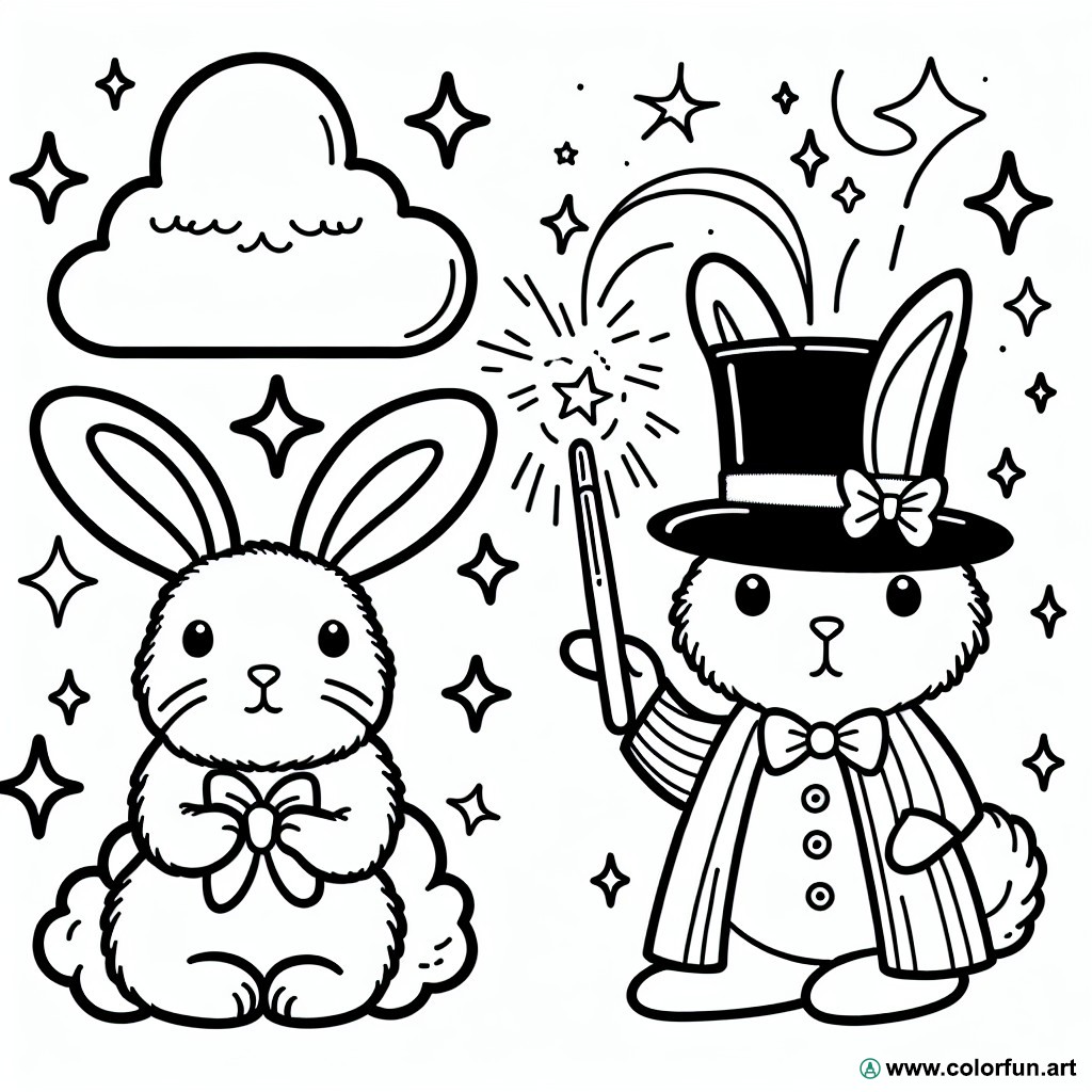 dibujo para colorear mago conejo