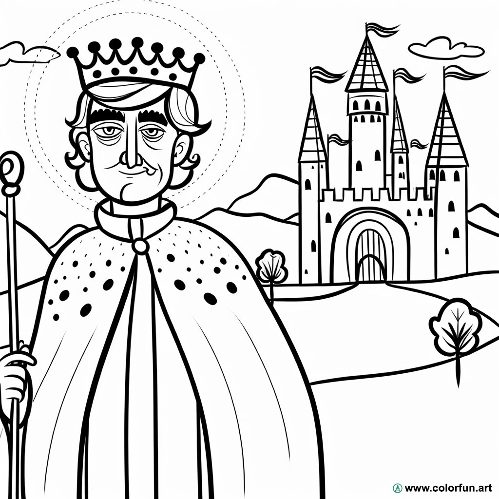 dibujo para colorear rey castillo
