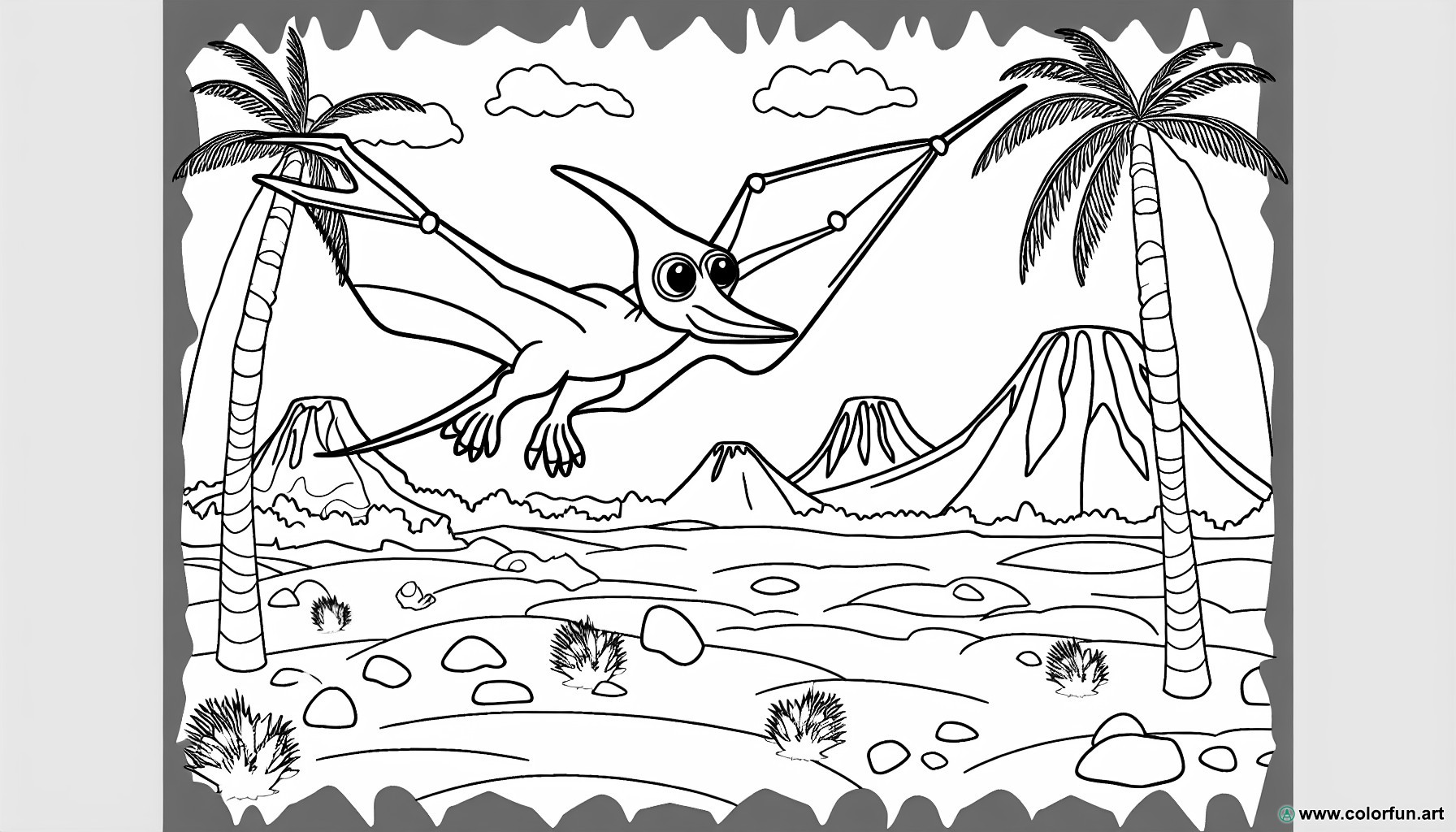 dibujo para colorear pterodáctilo dinosaurio