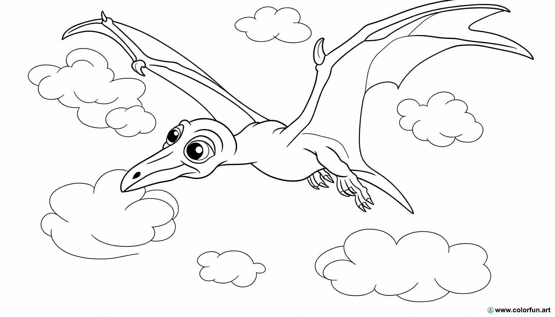 dibujo para colorear de un pterodáctilo volando
