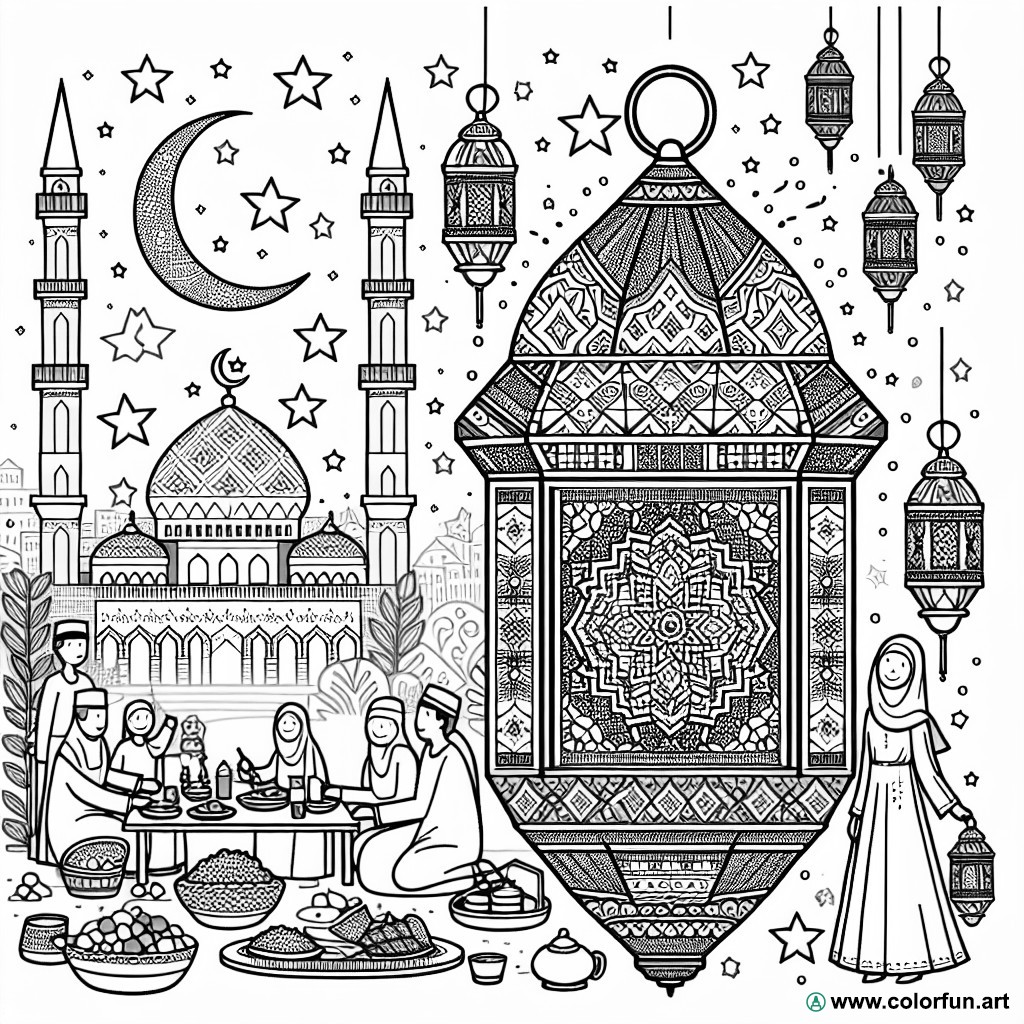 dibujo para colorear ramadán calendario