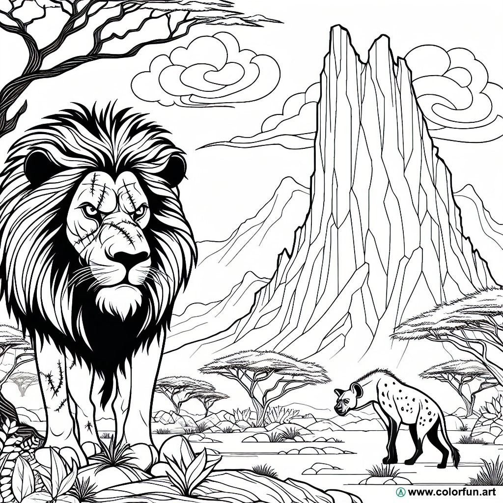 dibujo para colorear rey león cicatriz