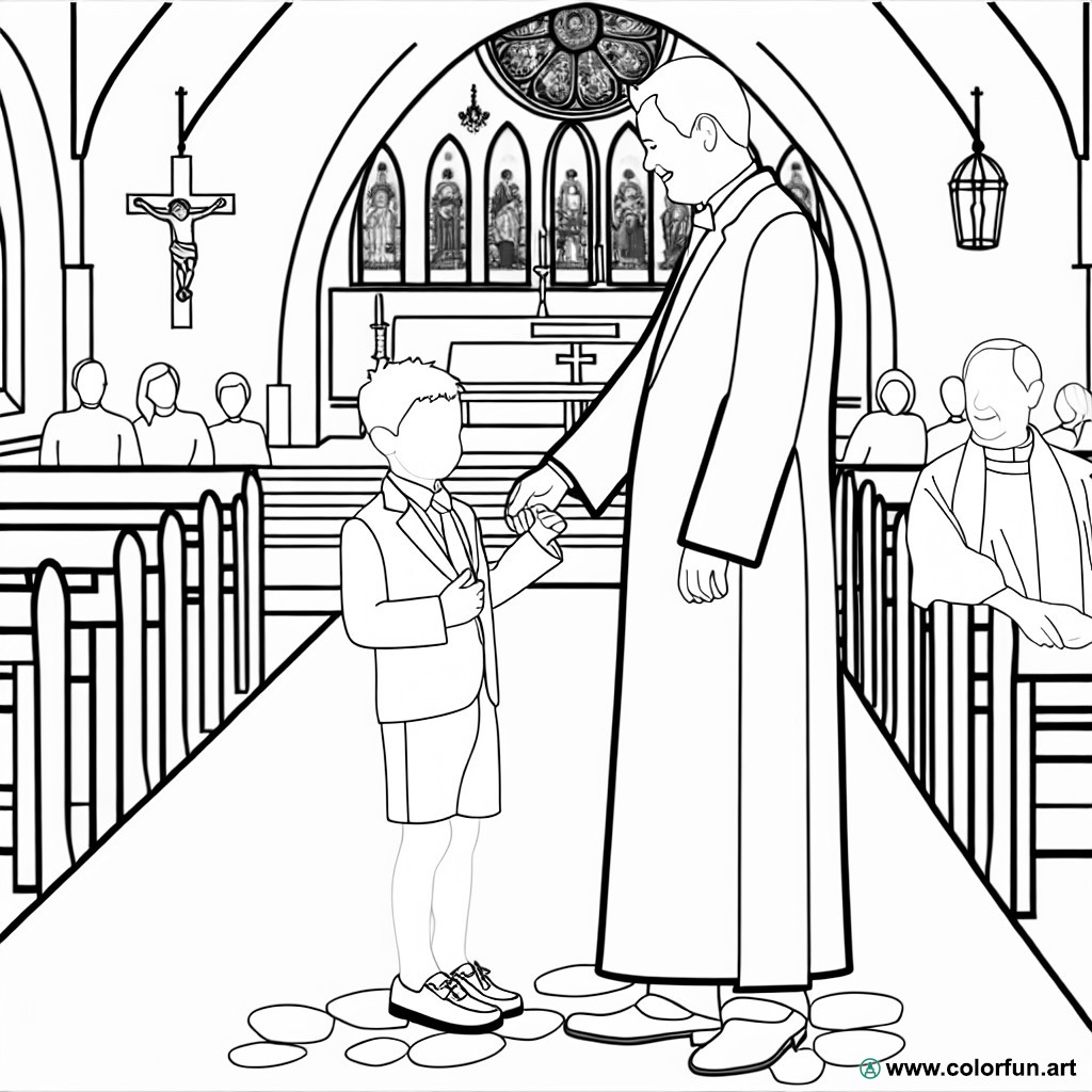 dibujo para colorear iglesia bautismo