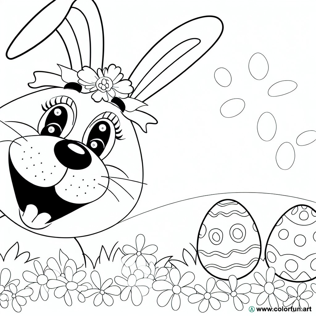 dibujo para colorear conejo de Pascua divertido