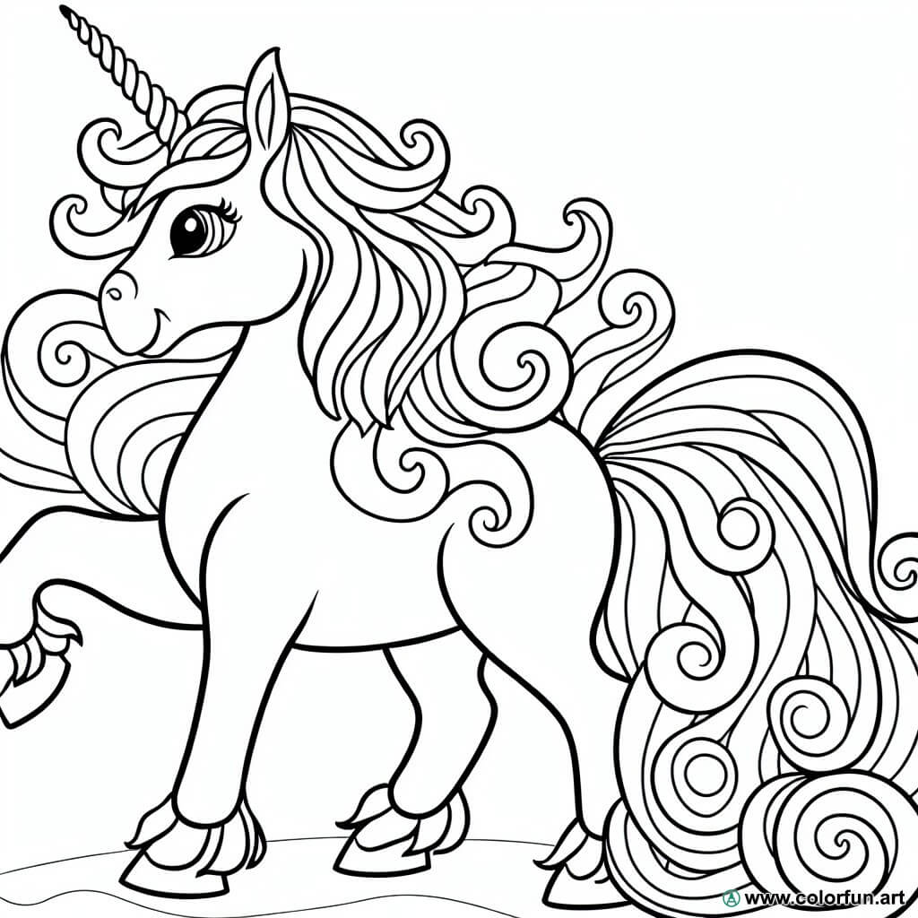 dibujo para colorear de unicornio para niños de 7 años