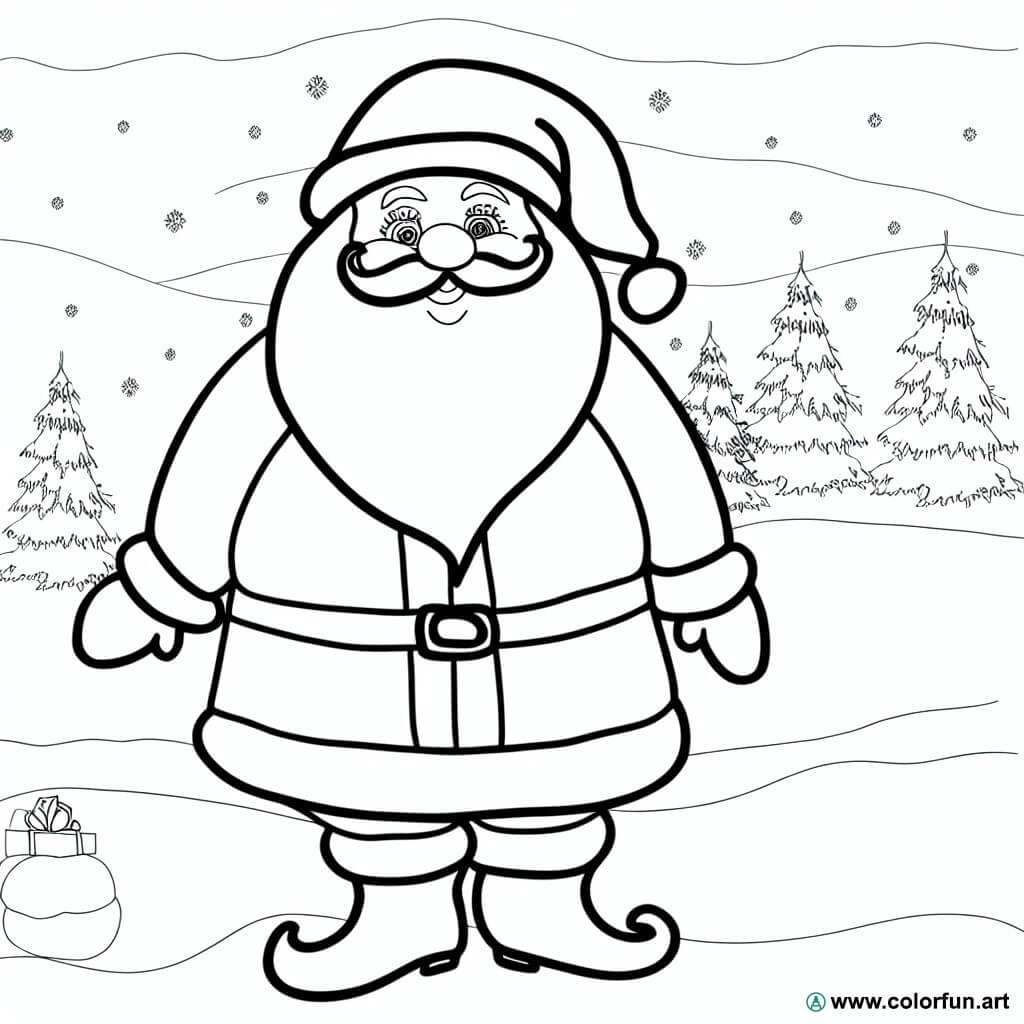 dibujo para colorear Papá Noel tradicional