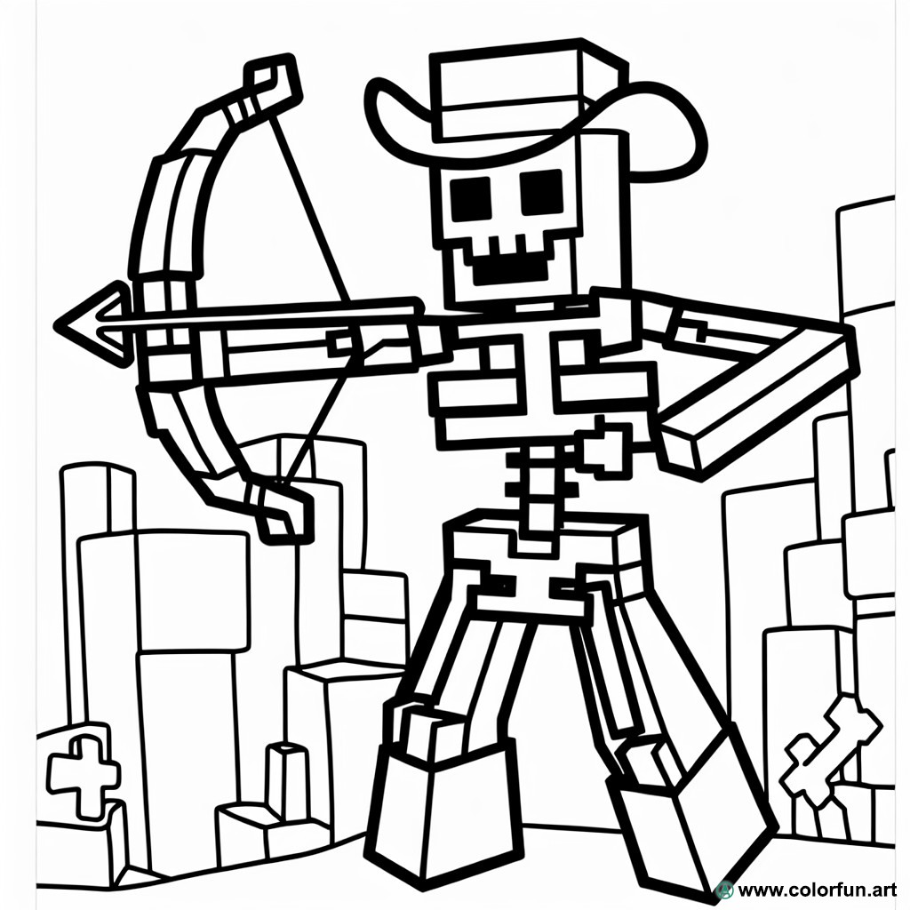 dibujo para colorear esqueleto minecraft