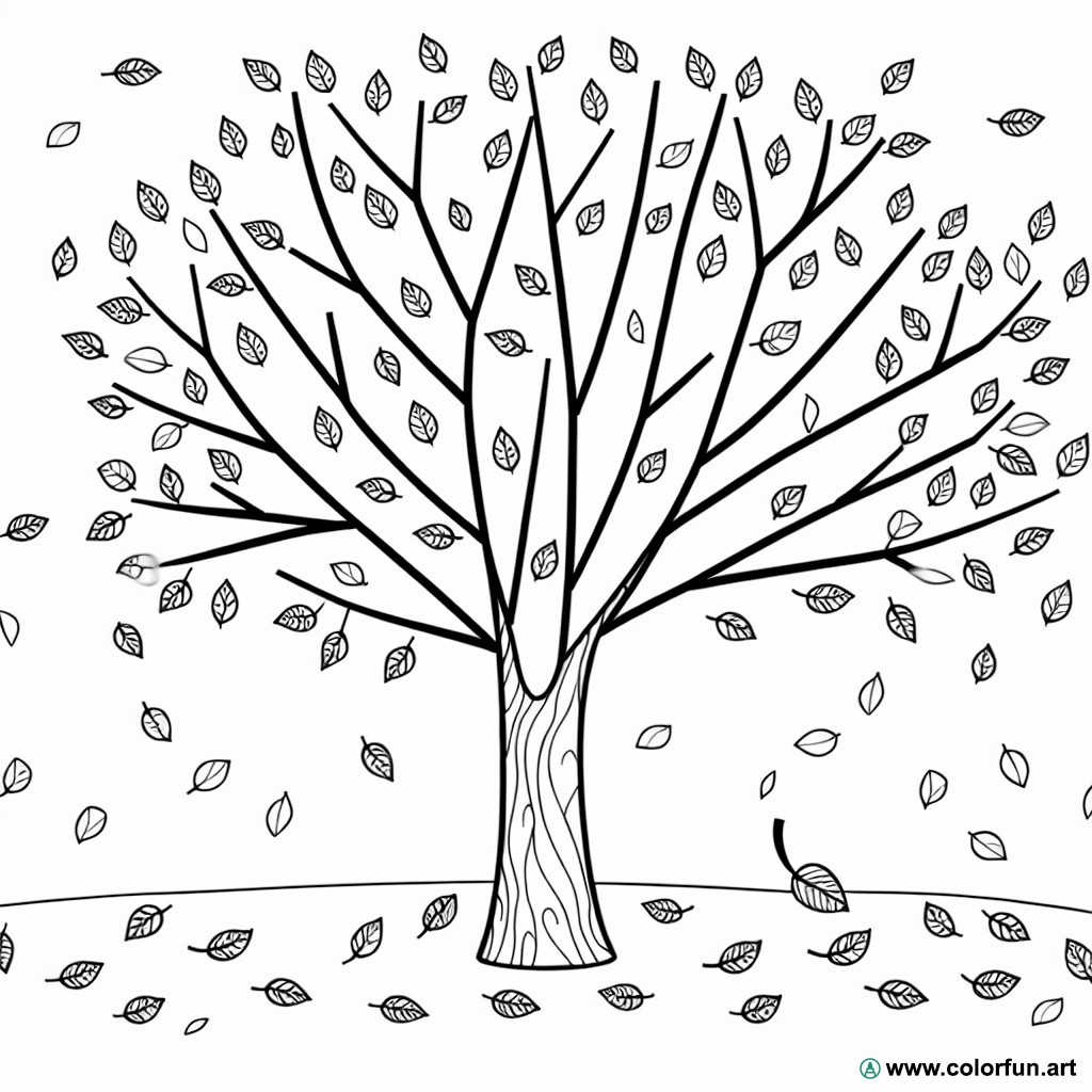 dibujo para colorear árbol otoñal simple