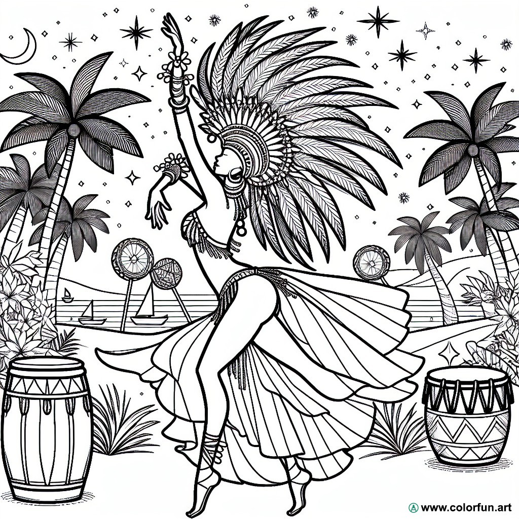 dibujo para colorear bailarina brasileña