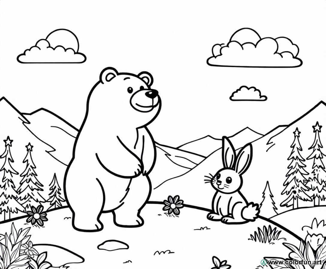 dibujo para colorear montaña animales