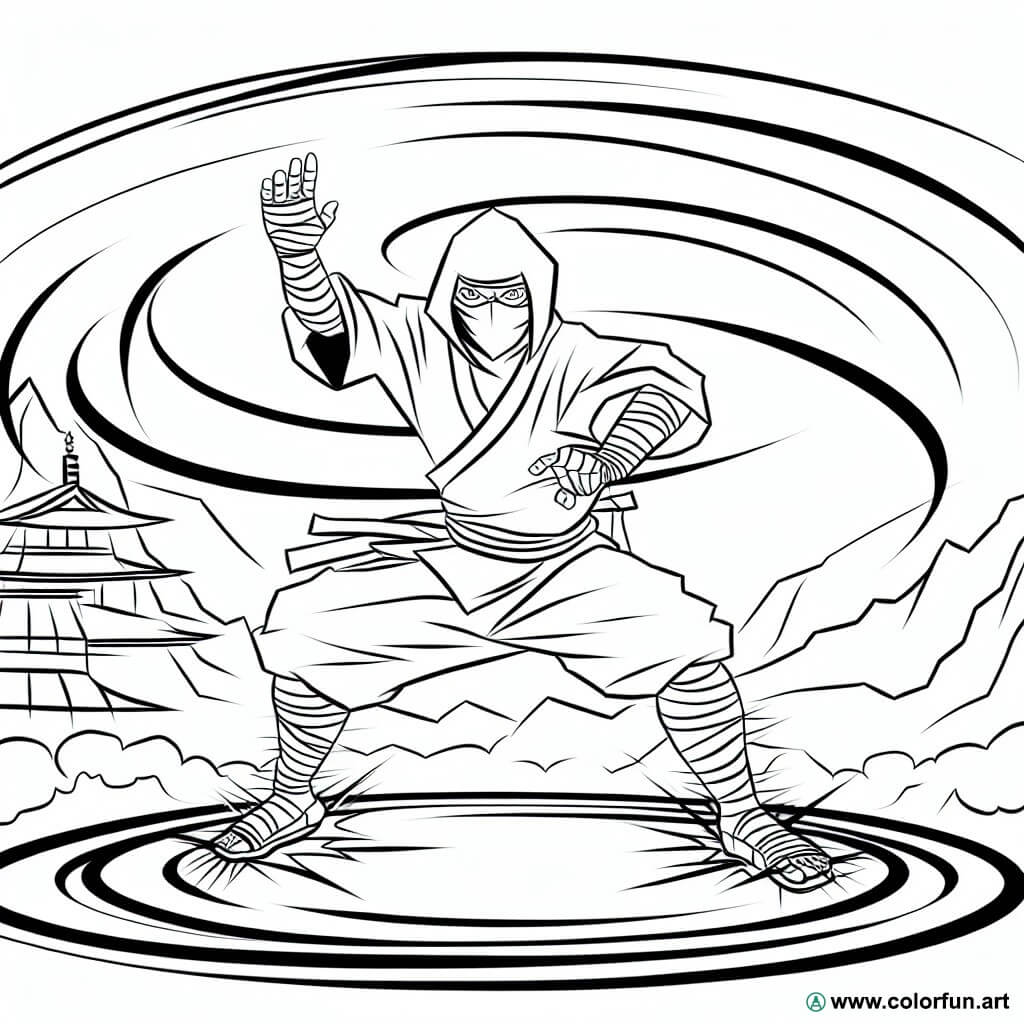 dibujo para colorear ninja combate