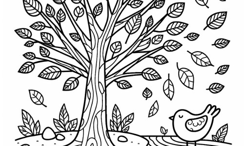 dibujo para colorear hojas de otoño naturaleza